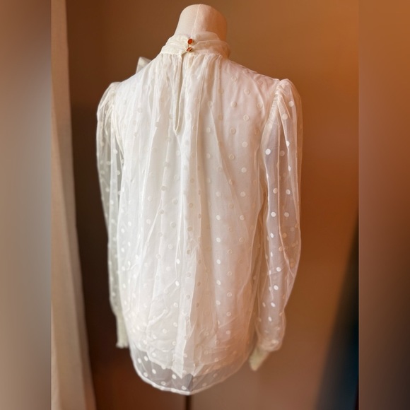 Anthro Maeve Tulle Tie-Neck Blouse - Picture 7 of 8